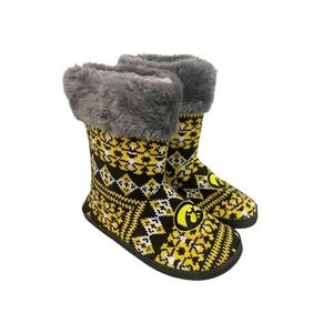 Iowa Hawkeyes Womens Fair Aisle Logo Tall Footy Slippers Size L 9-10 Non Skid